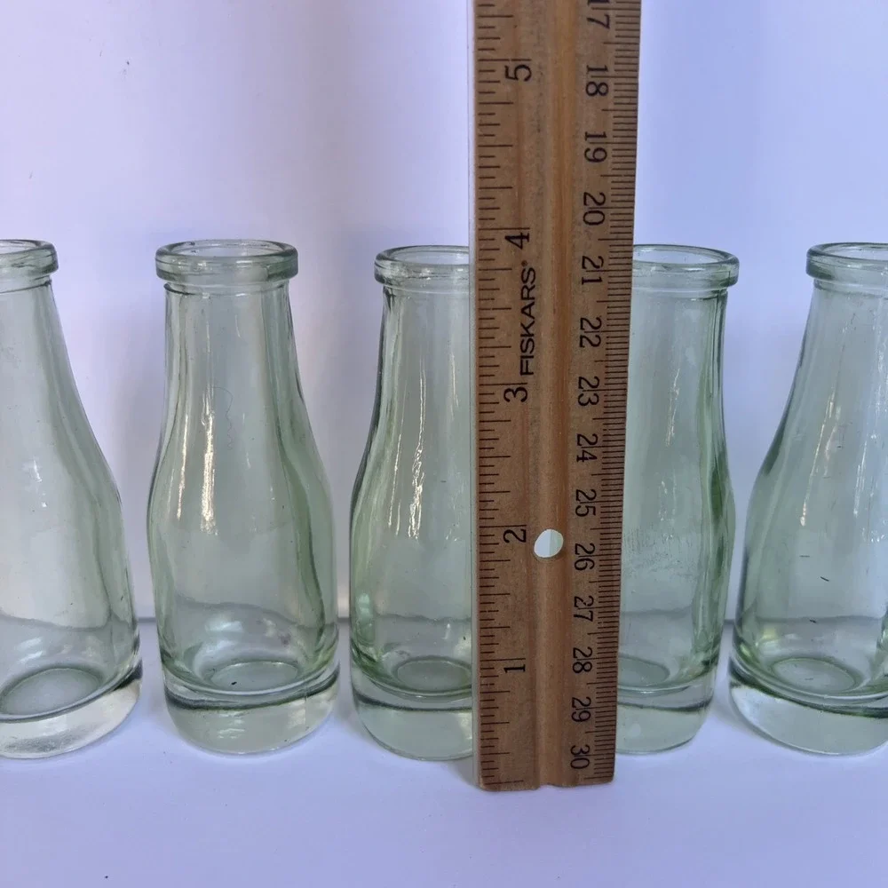 Set of 6 VTG Mini Clear Green Tint Bud Vases 2 oz – Small Flower Bottles 4